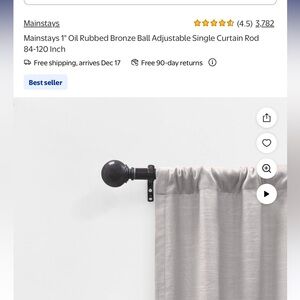 Mainstays Gray Curtains with Black Rod